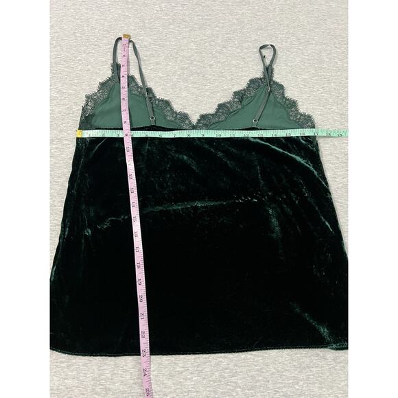 Cami NYC Velvet Camisole Womens Small Dark Green Lace Trim Adjustable Straps Top - Picture 5 of 6